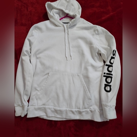 Adidas Men Large White Hoodie-Sweatshirt - Picture 2 of 9